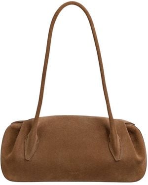 Yuzefi Magnetic Buckle Shoulder Bag - Brown