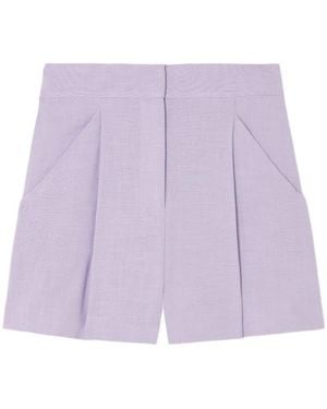 Veronica Beard Elbe Pleated Shorts - Purple