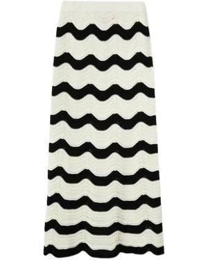 La DoubleJ Chevron-Wave Maxi Skirt - White
