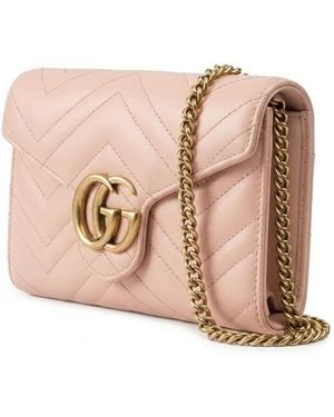 Gucci Logo Plaque Quilted Clutch Bag - Pink