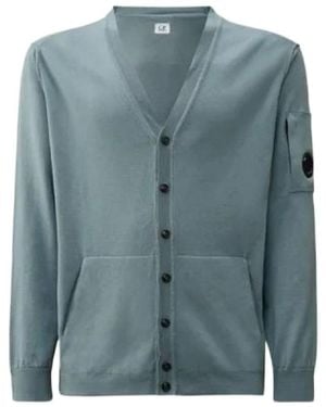 C.P. Company Lens-Detail Wool Cardigan - Blue