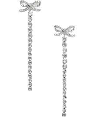 Self-Portrait Embellished Bow Droplet Earrings - White