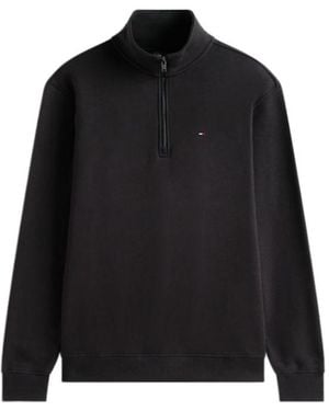 Tommy Hilfiger Tommy Flag Fleece Half-Zip Jumper - Black