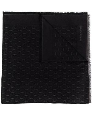 Saint Laurent Cassandre Monogram Large Scarf - Black