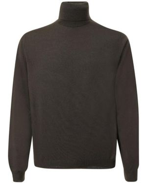 Zanone Ribbed Turtleneck Knitwear - Grey