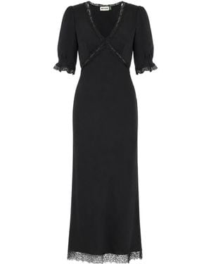 RIXO London Annina Lace-Trim Maxi Dress - Black