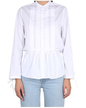 Aspesi Peplum Buttoned Long-Sleeved Shirt - White