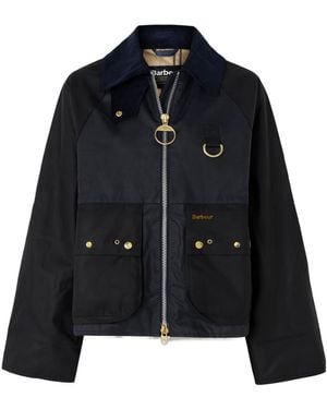 Barbour Kearton Two-Tone Corduroy-Trimmed Waxed Cotton Jacket - Black