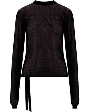 Ann Demeulemeester Logo Long-Sleeved T-Shirt - Black