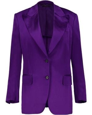 Tom Ford V-Neck Single-Breasted Blazer - Purple