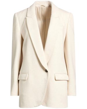 Brunello Cucinelli Double Breasted Blazers - Natural
