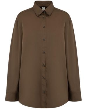 TOTEME Button-Down Cotton Shirt - Brown