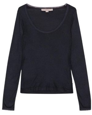 REMAIN Birger Christensen Tulle-Trimmed Ribbed Top - Blue