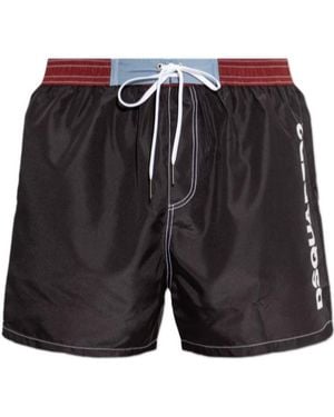 DSquared² Wide-Leg Swim Shorts - Black