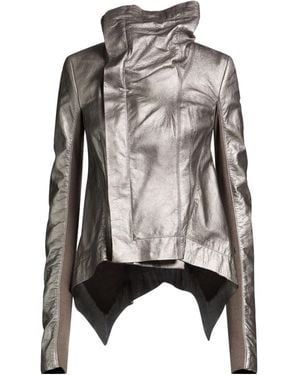 Rick Owens Metallic Leather Casual Jacket - Black