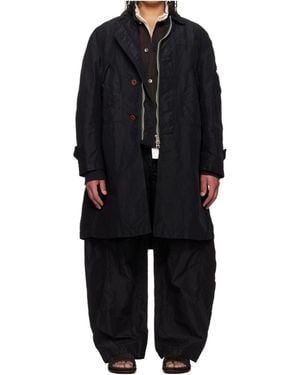 Sacai Pleated Twill Coat - Black