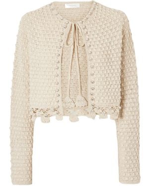 Rabanne Crochet-Knit Long-Sleeved Cardigan - Natural