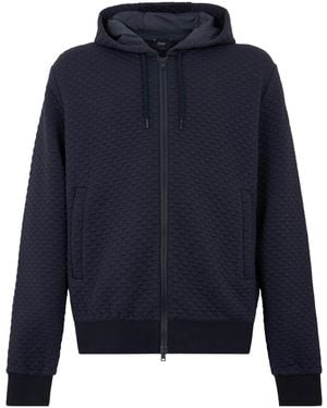 Herno Textured Zip-Up Hoodie - Blue