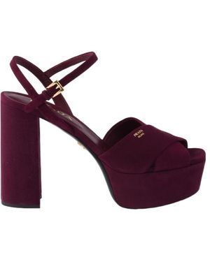 Prada Suede Platform Sandals - Purple