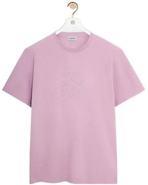 Loewe Anagram-Embroidered Crew Neck T-Shirt - Pink