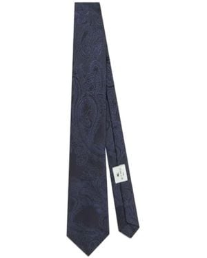 Etro Silk Jacquard Tie With Paisley Motif - Blue