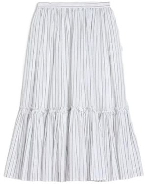 Jil Sander Lightweight Striped Skirt - White