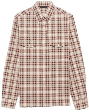 Prada Checked Cotton Button-Down Shirt - Brown
