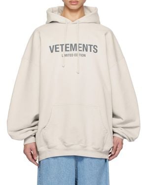 Vetements Logo-Print Drawstring Hoodie - Natural