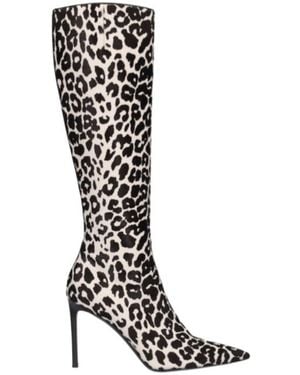 Michael Kors 100Mm Tatjana Printed Leather Boots - Black