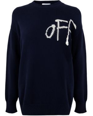 Off-White c/o Virgil Abloh Crew-Neck Knit Sweater - Blue