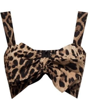 Dolce & Gabbana Animal Print Cropped Top - Black