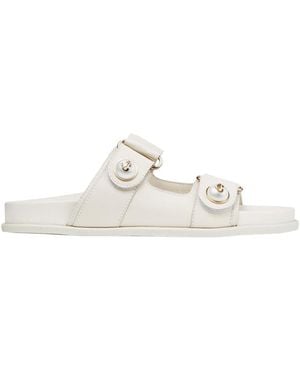 Jimmy Choo Logo Slippers - White