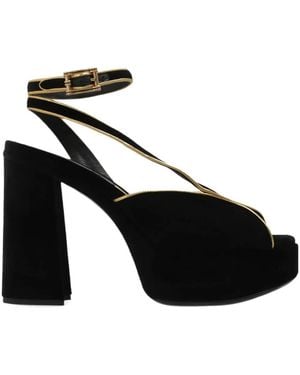 Etro Ankle Strap Velvet Platform Sandals - Black
