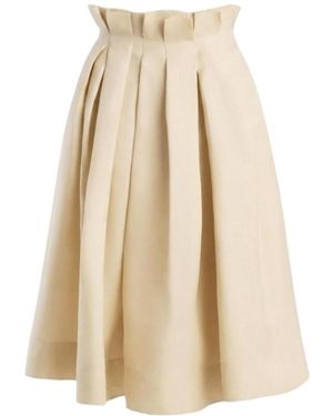 KHAITE Pleated Midi Skirt - Natural