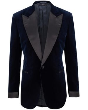 Tom Ford Long-Sleeved Suit Jacket - Blue