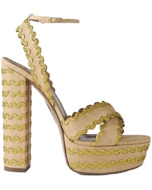 Aquazzura Minimalist Straw Sandals - Metallic