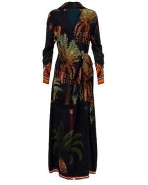 Johanna Ortiz Printed Silk Wrap Dress - Black