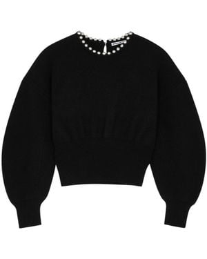 Alexander Wang Bead-Embellished Wool-Blend Sweater - Black