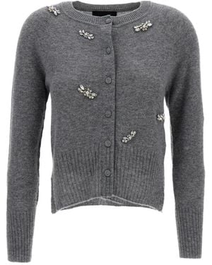 Simone Rocha Long-Sleeved Knitted Cardigan - Gray
