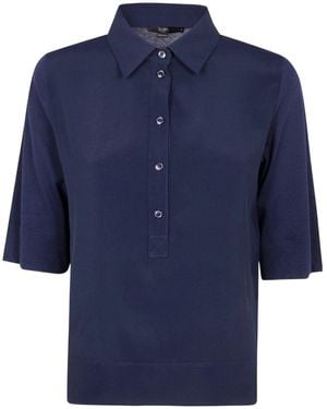 Seventy Boxy Half-Sleeve Polo Top - Blue