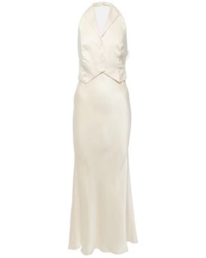 RIXO London V-Neck Backless Dress - White