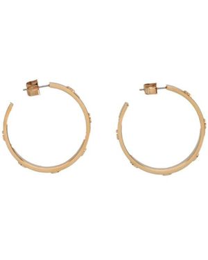 Tory Burch Miller Logo Embossed Hoop Earrings - Metallic