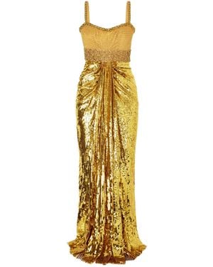 Jenny Packham Only You Draped Embellished Tulle Gown - Metallic