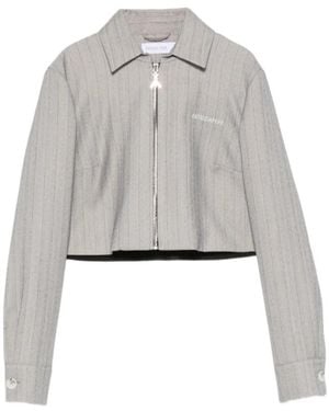 Patrizia Pepe Pinstripe-Pattern Cropped Jacket - Gray