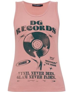 Dolce & Gabbana Graphic Printed Ribbed Top - Pink
