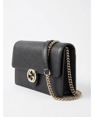 Gucci Interlocking Shoulder Bag GG Small Blue Leather | Lyst