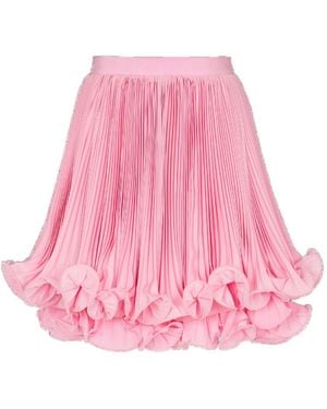 Balmain Pleated Ruffled Mini Skirt - Pink