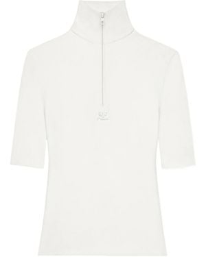 Courreges Logo-Detail Half-Zip Top - White