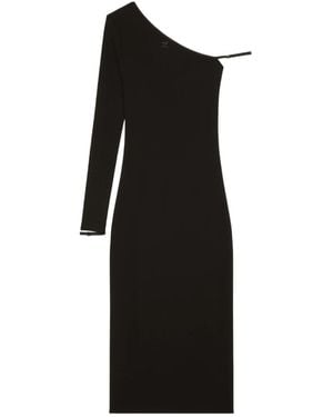 Courreges Asymmetrical Off-Shoulder Midi Dress - Black
