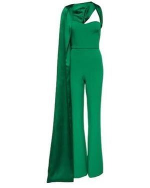 Safiyaa Lollian Marmont Caped Jumpsuit - Green